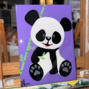 5x7 Original Acrylic Painting with Resin Coat “Panda”